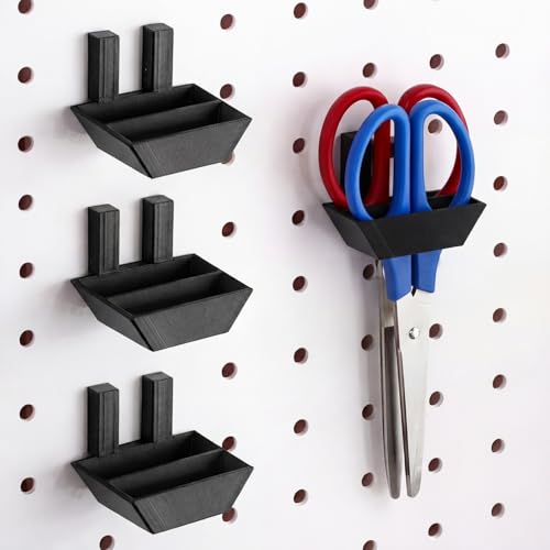 Zonon 4 Pcs Pegboard Scissor Holder Double Hole Black Plastic Hangers - color: Black, size: Double Hole
