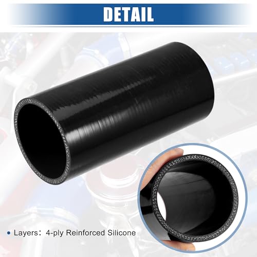 uxcell 4-Ply ID 6" Length Silicone Reducer Hose Black for Car Intercooler - size: 2.5" ID