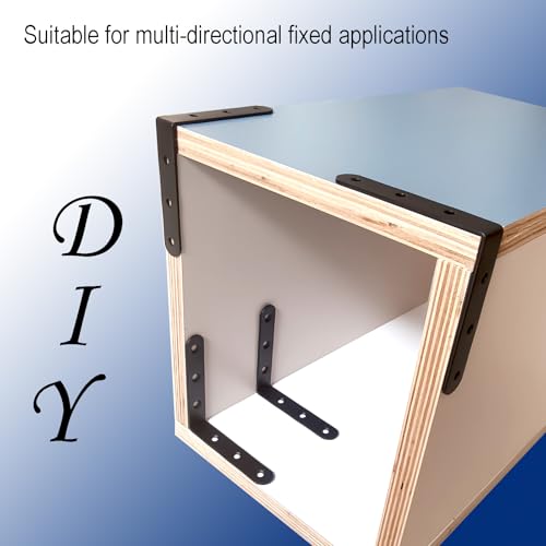 4 Pcs Black L Bracket Corner Braces Stainless Steel 4" x 4" Shelf Bracket for Wood, Shelves, Furniture, 90 Degree Support Joint Right Angle Brackets 100x100mm - size: 4PCS-Black 100*100mm/4*4in