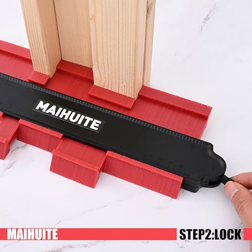 10" Contour Duplication Gauge，Adjustable Lock ，Precisely Copy Irregular Shape ，Irregular Welding Woodworking Tracing ， Must Have Tool for DIY Handyman, Construction 10 Inch,(RED)