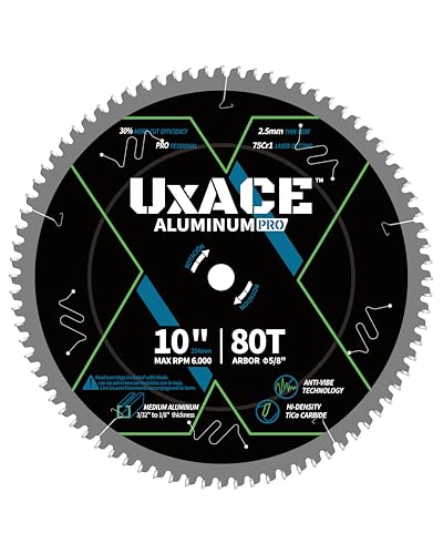 10-Inch 80-Tooth Circular Saw Blade, 5/8-Inch Arbor, Aluminum, Non-Ferrous Metal Cutting Blade, Carbide Tip, Thin Kerf, for Medium Aluminum, Plastic, Composite - size: 10", 5/8" Arbor, 80T