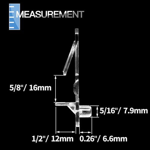 60pcs Locking Shelf Support Pegs, 7.9mm Shelf Pins Clear Shelf Clips Plastic Shelf Pegs for Shelves, 7.9mm Peg x 5/8" Thick Shelf - size: 7.9mm Pins, Fit 5/8" Thick Boards