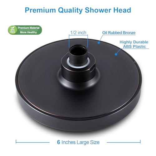 6" High Pressure Rain Shower Head, Luxury Oil Rubbed Bronze Finish - color: Oil Rubbed Bronze, size: 6 Inch Round (1 PCS)