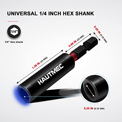 HAUTMEC 2PCS 1/4" Magnetic Impact Drill Bit Holder, CR-V Quick Change Hex Shank Screwdriver Bit Holder Extension with Torsion Zone for Drill & Impact Driver - HT0163 - size: 2-Pack Magnetic Bit Holder