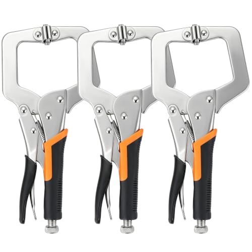 DASBET 3 Pack 11-Inch Locking C Clamp Pliers with Swivel Pads