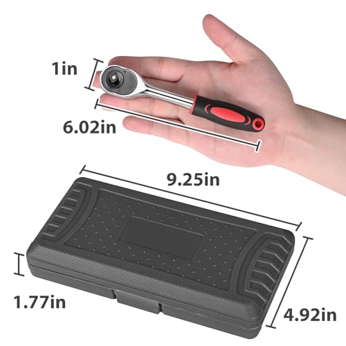 Egofine 46 Pieces 1/4 inch Drive Socket Ratchet Wrench Set, with Bit Socket Set Metric and Extension Bar for Auto Repairing and Household, with Black Storage Case - color: Black