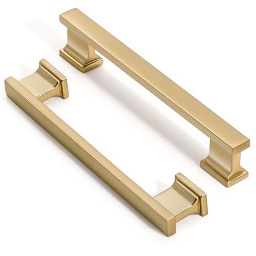 Champagne Bronze Kitchen Square Cabinet Handles 5 Inch 10 Pack - color: Champagne Bronze, size: 5"/128MM Hole Center