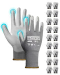 PACIFIC PPE PU Coated Grip Work Gloves, Touchscreen, Seamless Knit, Large - color: Gery (18 Pairs), size: Large(Fits like M)