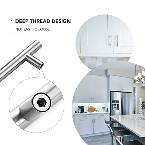 Ravinte Brushed Nickel Cabinet Handles, 30 Pack Drawer Pulls, 3 in | 5in Overall Lenghth, T Bar Pull, Smooth Grip, Kitchen Hardware Upgrade, For Cabinets, Drawers, Cupboards, Dressers - size: 3 Inch Hole Centers