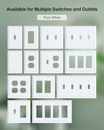 6-Pack Natural Bamboo Fiber Duplex Outlet Cover Plate, Durable Wall Plate - color: Pure White, size: 1 Duplex 6PK