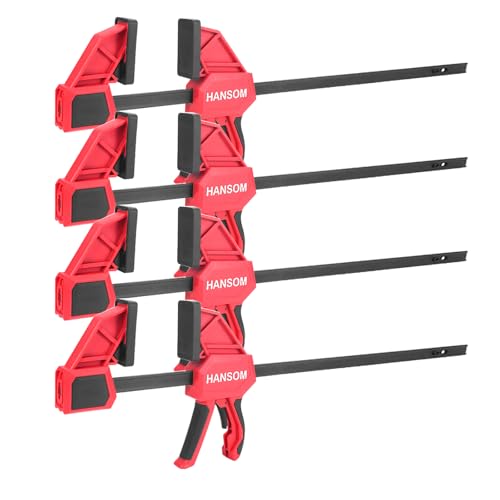 Upgraded 4-Pack 24 Inch Woodworking Clamps,Bar Clamps Heavy Duty 350LBS Throat Depth 3-1/3”,One-Handed Quick Grip/Spreader Wood Clamps Set with Quick Change Button