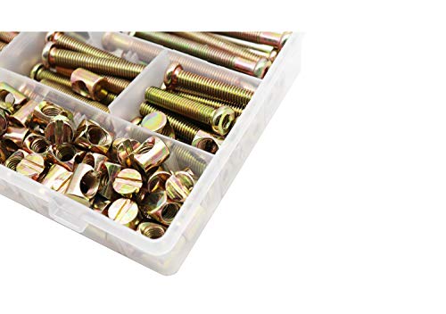 30-Set M8 Crib Screws, binifiMux 60pcs Hex Key Drive Socket Cap Crib Bolts Barrel Nuts, M8 x 30mm/ 40mm/ 50mm/ 60mm/ 70mm/ 80mm Furniture Bolt and Barrel Nuts Assortment Kit