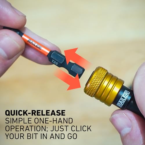 Railer 5pc Yellow Keychain Bit Holder, 1/4 Inch Hex Shank Quick Change - color: Yellow