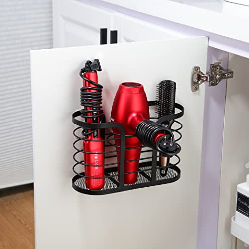 YIGII Blow Dryer Holder, Adhesive Wall Mount Bathroom Organizer, Black - color: Black-L