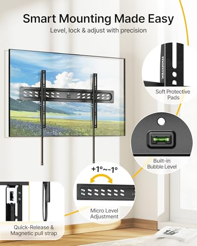 monTEK Ultra Slim Fixed TV Wall Mount for 43–95 inch TVs Holds 150 lbs - size: 43–95" Fixed