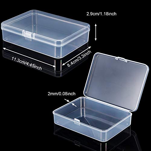 SATINIOR 24 Packs Small Clear Plastic Beads Storage Containers Box with Hinged Lid for Storage of Small Items, Crafts, Jewelry, Hardware(4.5 x 3.3 x 1.2 in) - size: 4.4 x 3.3 x1.2 in