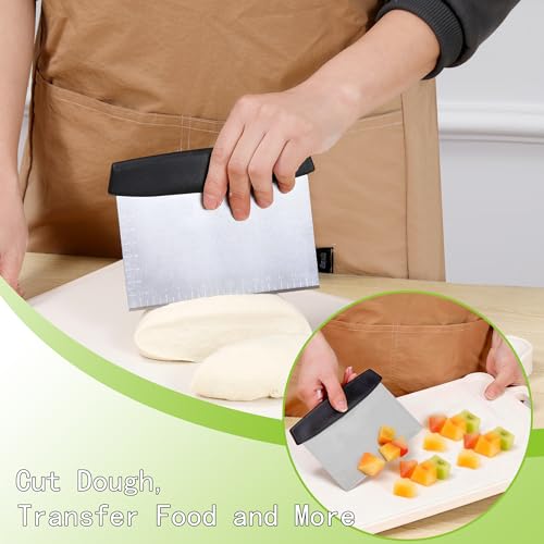 4 Pcs Bench Scraper,Dough Scraper,Versatile Kitchen Scraper Set for Pastry Bread Pizza Cake