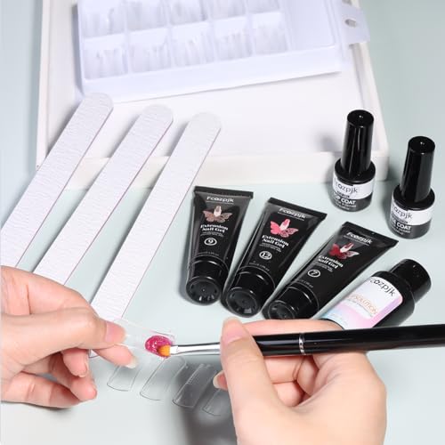 Fcozpjk Poly Gel Nail Kit with UV Light 12 Colors Poly Gel Starter Kit - color: 12colors-with-tools
