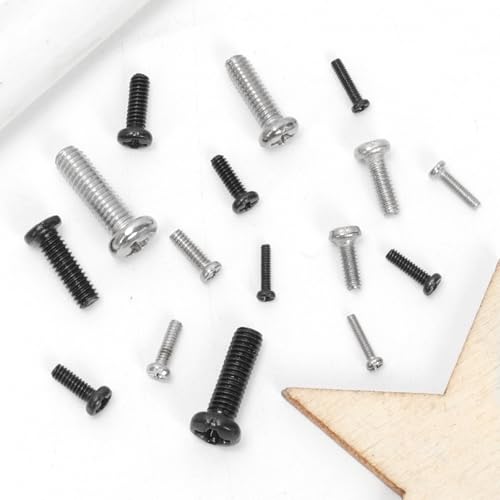 1200PCS Phillips Pan Head Small Machine Screws Assortment Kit M1-M3 Cross Round Head Screws Bolts Pan Head Machine Screw for Eyeglasses Watches Clocks Mobile Phone 24 Sizes Silver