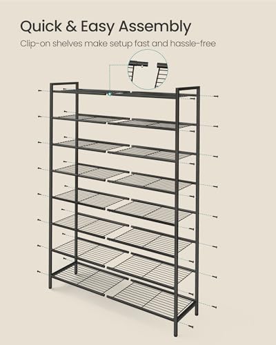 SONGMICS 8-Tier Metal Shoe Rack, Vertical Shelf, Holds up to 40 Pairs - color: Black, size: 8 Tiers (11"D x 32.3"W)