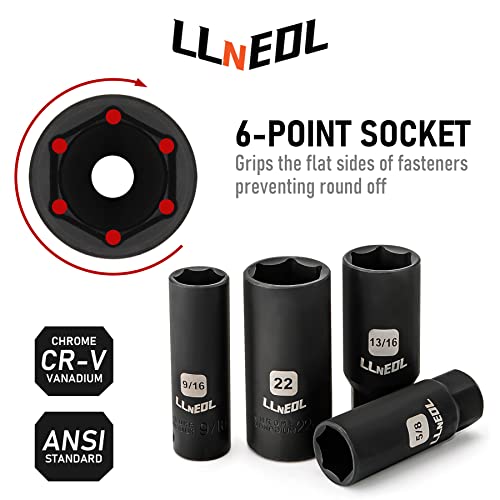 LLNEDL 3/8" Impact Socket Set Drive, 95Pcs Deep&Shallow Socket Wrench Set - color: Black Case