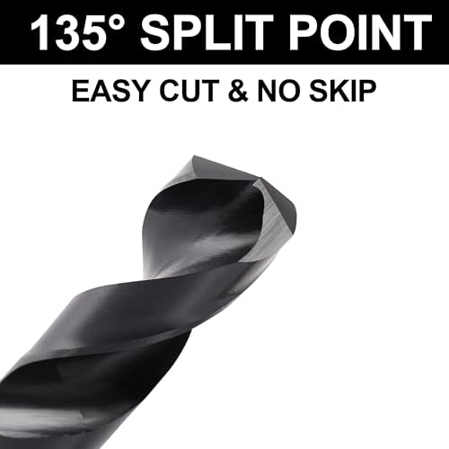 17/32 Drill Bit for Metal and Hardened Steel, M35 Cobalt 1/2 Inch Reduced Shank Industrial Grade Heavy Duty Drill Bit, with Index Storage Case - size: 17/32 in