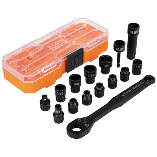 Klein Tools 65400 KNECT 15-Piece Pass Through Socket Set, SAE Impact Set with MODbox Case, Sockets, Bits, Accessories and 3/8-Inch Drive Adapter - style: 15-Piece