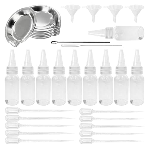 10 Pcs 30ml Airbrush Mixing Bottles for Pigment and Airbrush Art Creation | Graduated Empty Airbrush Bottles, with Palettes,Droppers,Mixing Sticks & Funnels, for Paint Mixing of Various Pigments