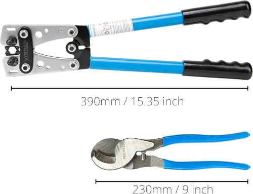 NEIKO 02039A Lug Crimping Plier and Cable Cutter Set, Battery Cable Crimping Tool, 8-0 AWG, 6mm - 50mm, Electrician Wire Crimper Tool - style: 2 Pc Battery Crimper & Cutter Set