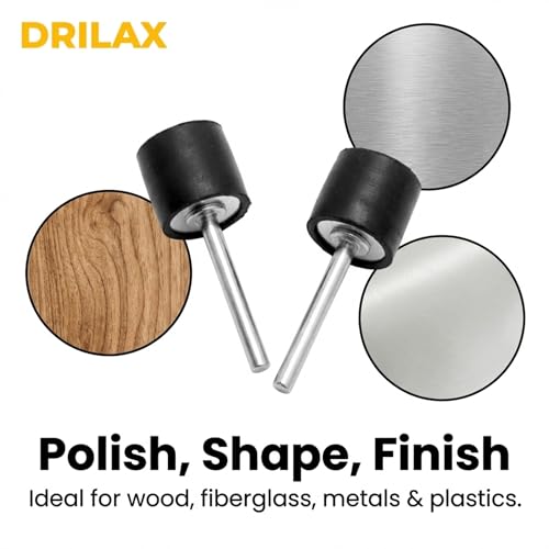 Drilax 10 Pc 1/2 Inch Rubber Drum Mandrels, 1/8 Inch Shank Sanding Sleeve Holders for Rotary Tool, Compatible with Dremel Drum Sander Attachments for Wood Fiberglass Metal Polishing