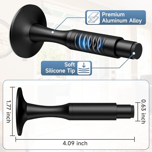 Door Stopper for Bottom of Door, 4.09 Inch, Black, Aluminum