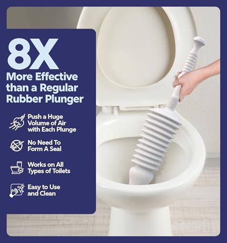 Luigi's Toilet Plunger - Unclogger Plungers for Bathroom - Heavy Duty Clog Remover with Effective Unblocker Bellows Design - Remover Tool to Unblock Toilet Blockage - Grey - size: Grey Toilet Plunger