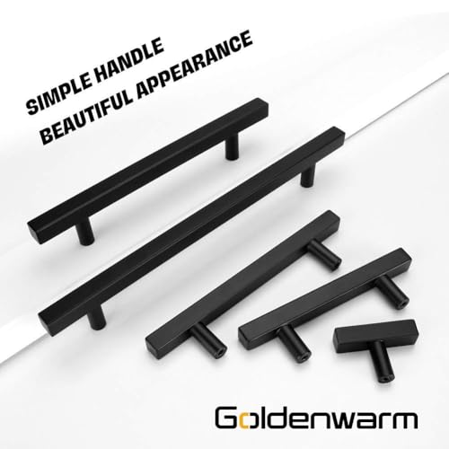 Goldenwarm 10 Pack 5 Inch Black Cabinet Handles Kitchen Drawer Pulls - color: Black, size: 5 Inch Hole Center