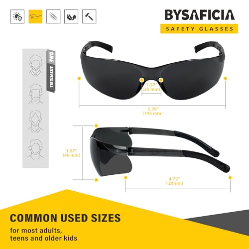 12 Pack Tinted Safety Glasses for Men Women, Smoke Lenses UV Protection, ANSI Z87.1 Impact Resistant Eye Protection Glasses for Work, Construction, Lab and Shooting - color: Tinted Lenses