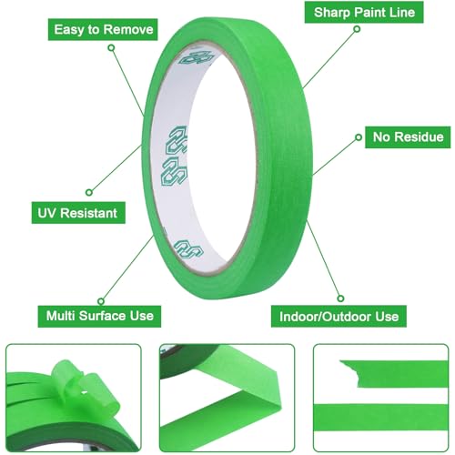 5 Rolls Pinstripe Tape Thin Painters Masking Tape - color: Green