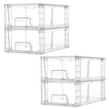 Vtopmart 4 Pack Stackable Clear Drawer with Dividers - size: 4Pack 4.4"H-with Dividers