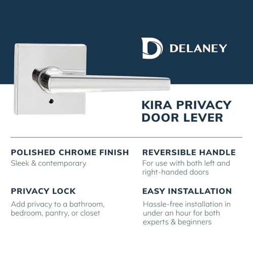 Delaney Kira Privacy (Bed/Bath) Door Lever Right-Hand Polished Chrome - color: Polished Chrome