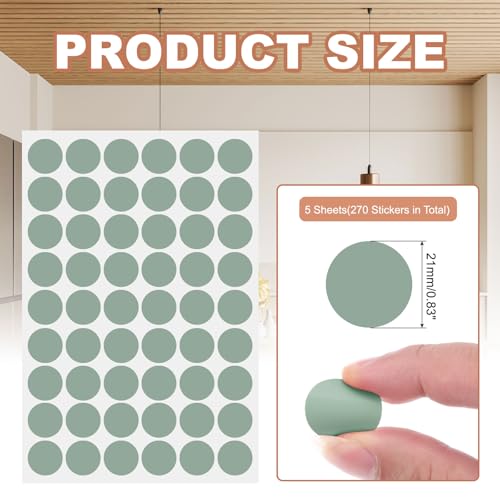 PATIKIL 270 Pieces Screw Hole Stickers, 5 Sheet Self-Adhesive Waterproof PVC Wood Grain Sticker for Screw Holes Wall Cabinets Desk Repairing, Light Green, 21mm/0.83 Inch - color: Light Green