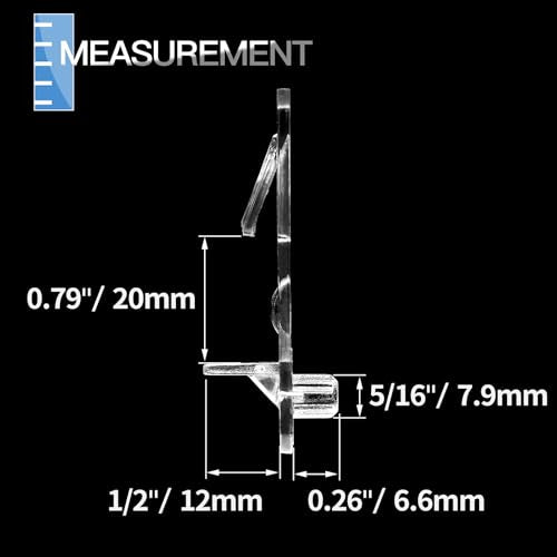 60pcs Locking Shelf Pins – 7.9mm Cabinet Shelf Pegs, Clear Plastic Shelf Clips for 3/4" Thick Board - size: 7.9mm Pins, Fit 3/4" Thick Boards