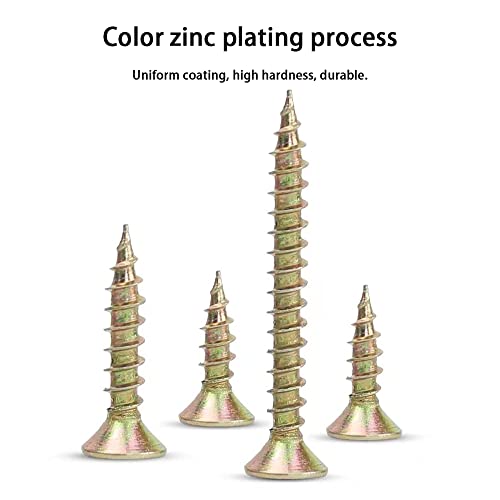 M3.5 Flat Head Wood Screws Assortment Kit 320 Pcs,Phillips Drive Countersunk Flat Head Self-Tapping Wood Screws,Yellow Zinc Plated Finish Screw Kit,Self Tapping Drywall Screws for Metal - style: M3.5 320PCS
