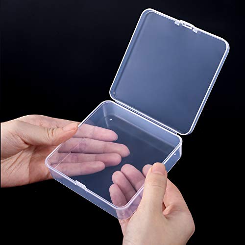 Jetec 6 Pieces Small Clear Plastic Storage Box, 3.7 x 3.7 x 1.2 Inch - size: 3.7 x 3.7 x 1.2 Inch