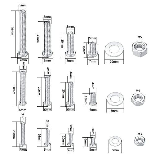 720 Pcs Nuts and Bolts Assortment Kit, M3 M4 M5 Carbon Steel Screws Bolts and Nuts and Washers Assortment Set, Assorted Cross Pan Head Machine Screws Set, with Storage Case