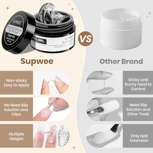Clear 3D Sculpting Gel Non-Stick Hand Solid Builder Gel for Nails | 3D Nail Gel Art with Silicone Pen for 3D Molding Nail Art Home Manicure DIY for Women - color: Clear&Clear