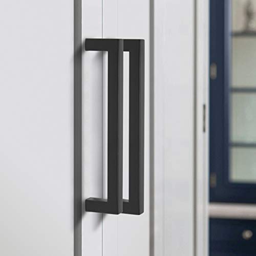 Probrico (10 Pack) Flat Black Cabinet Pulls Stainless Steel Drawer Handles 6-3/10 Inch(160mm) Hole Center Modern Cabinet Hardware for Kitchen Bathroom - color: Black, size: hole center 6-3/10"