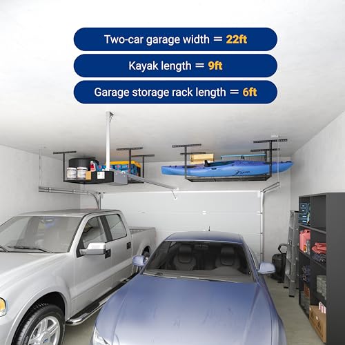 FLEXIMOUNTS 3x6 Overhead Garage Storage Adjustable Ceiling Rack, Black - color: Black, size: 3x6 ft