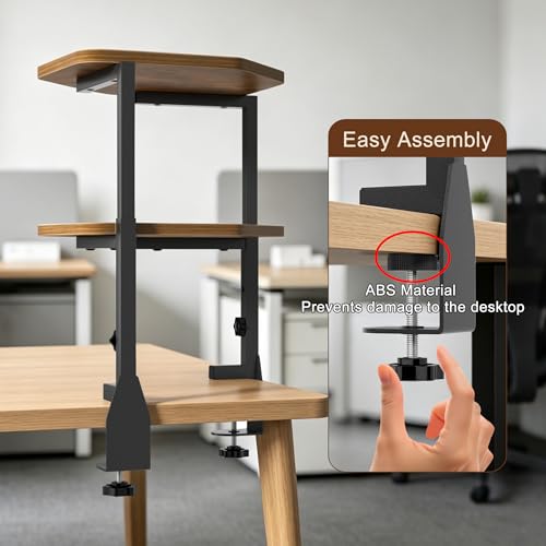 Corner Desk Shelf, Clamp on Desk Shelf Above or Below Desk 16" 2 Tier