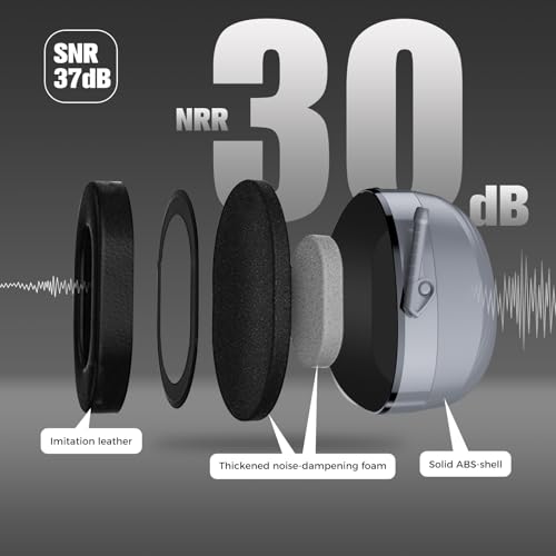 ProCase Extra Large SNR 37dB Noise Cancelling Headphones NRR 30dB Ear Muffs - color: Grey