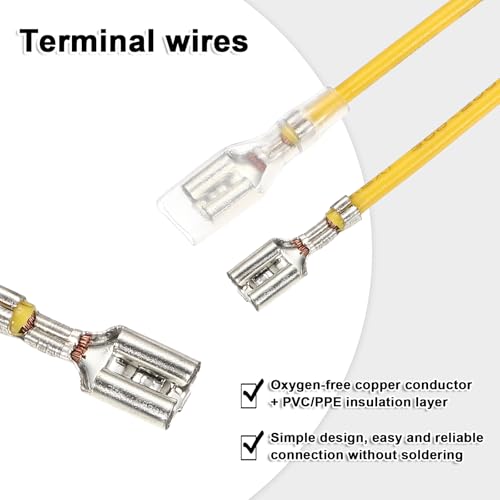 MECCANIXITY 30Pcs 4.8mm Female Spade Crimp Terminal with 20cm Wires - color: Yellow, size: 4.8mm, 20cm L