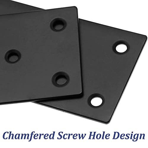 Bonsicoky 8Pcs Flat Straight Brace Brackets, 3.9 x 2 / 100 x 50mm - size: 4" x 2" - 8 PCS, style: Black
