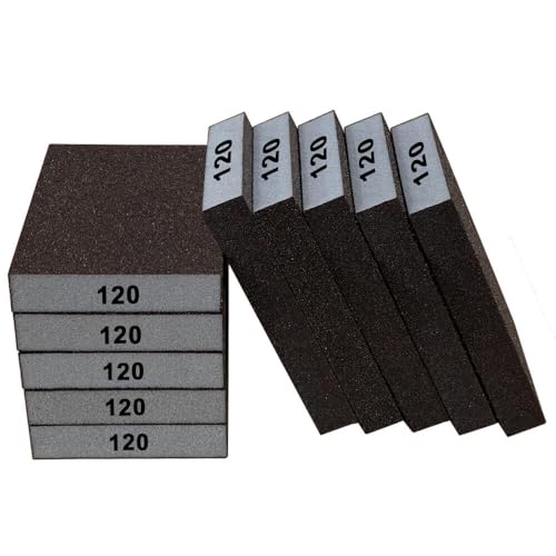 Sanding Sponge 120 Grit Sanding Block - Drywall Sanding Block for Wood | 10 Pcs Fine Grit Sanding Sponges For Drywall, Wood And Metal, Sandpaper Block Spong - size: 120 Grit